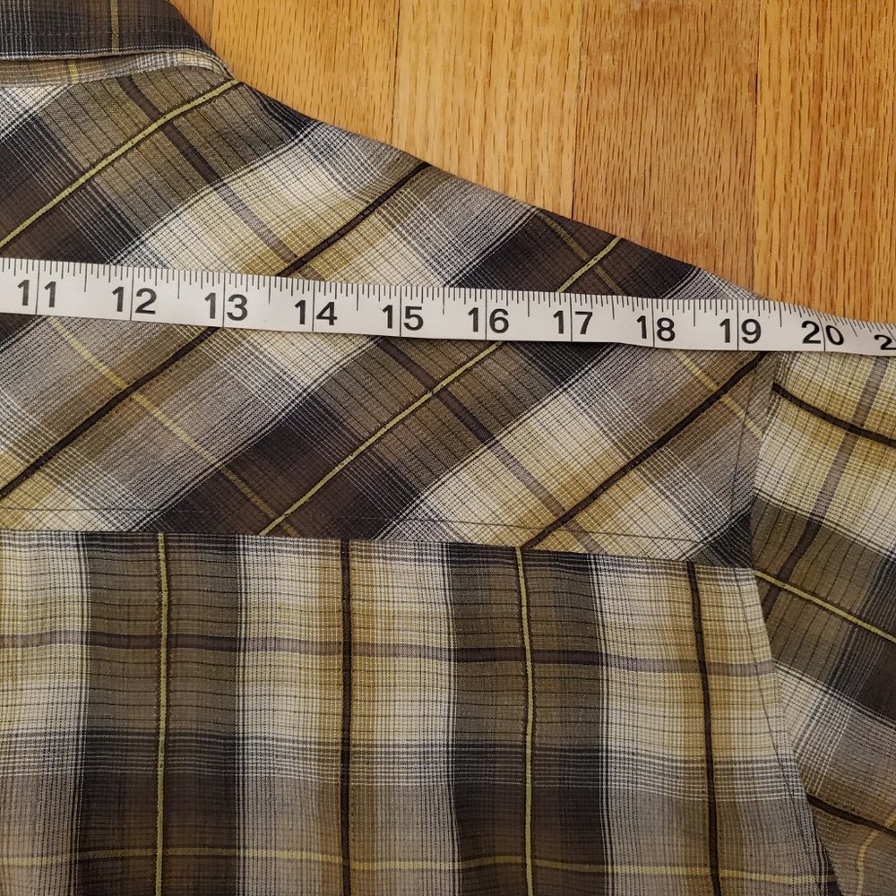 Vintage Kuhl Shirt Mens Large Earth Tone Plaid Short Sleeve Button Up Normcore - Picture 11 of 13